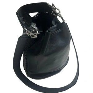 All Saints Ray Lea Black Leather Bucket Bag